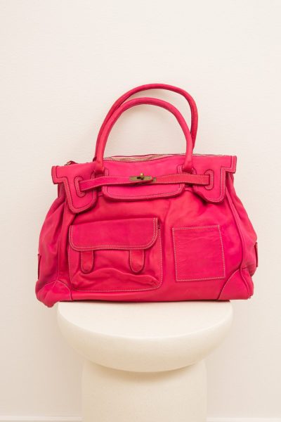 Torba skóra 2 kieszonki – Fuksja, UNI