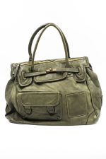 Torba skóra 2 kieszonki – Oliwka, Duży