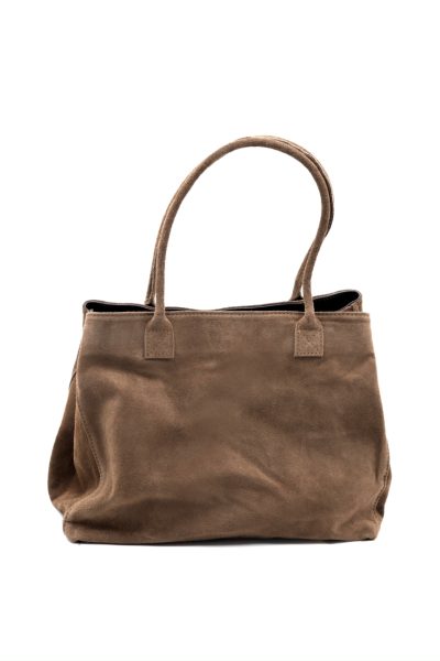 Torba zamsz 2 rączki – Brąz, UNI