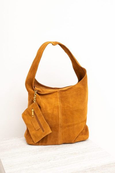 Torba zamsz saszetka – Camelowy, UNI