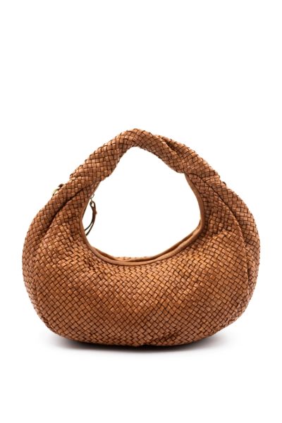 Torebka cała plecionka – Camelowy, Średni