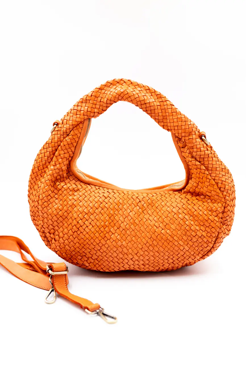 Torebka cała plecionka – Pomarańczowy, Średni