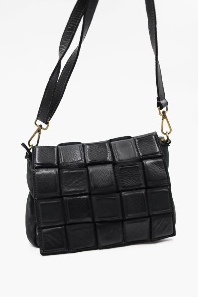 Torebka listonoszka kwadraty – Czarny, Mały