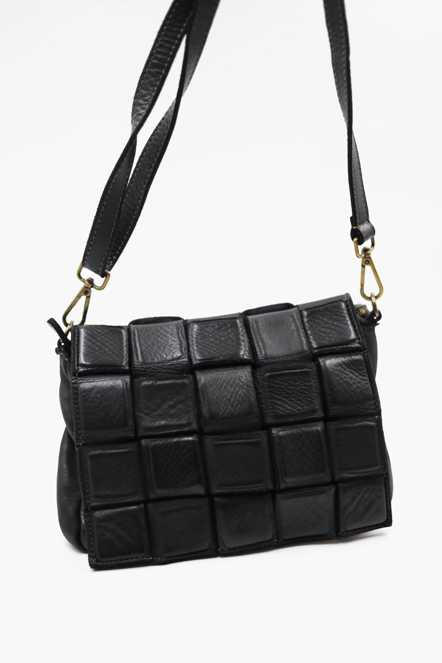 Torebka listonoszka kwadraty – Czarny, Mały