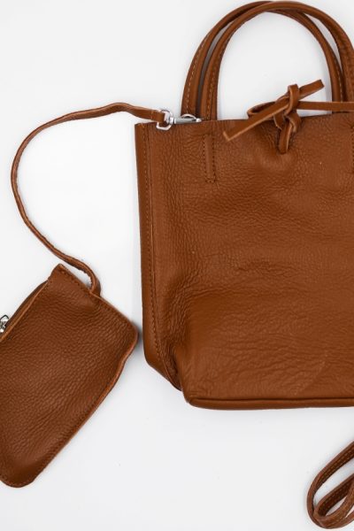 Torebka mała shopperka z saszetką – Camelowy, Mały