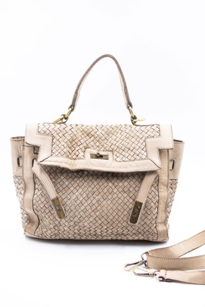 Torebka pleciona H – Beż, Średni