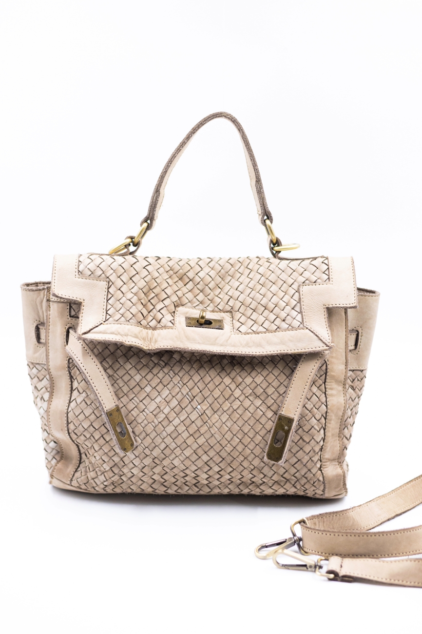 Torebka pleciona H – Beż, Średni