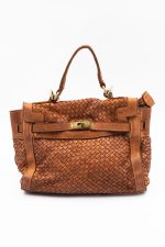 Torebka pleciona H – Camelowy, Średni