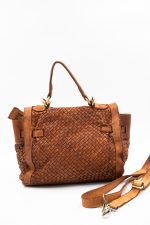 Torebka pleciona H – Camelowy, Średni