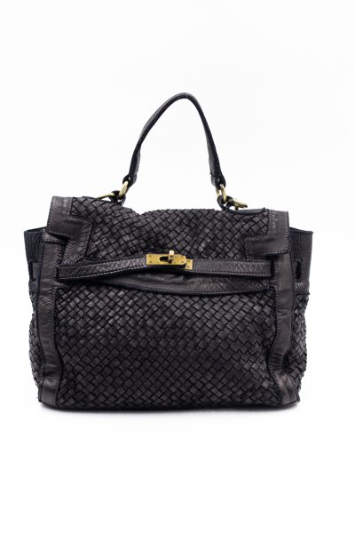 Torebka pleciona H – Czarny, Średni