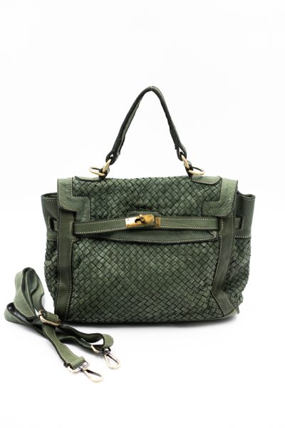 Torebka pleciona H – Oliwka, Średni