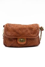 Torebka plecionka z łańcuszkiem – Camelowy, Mały