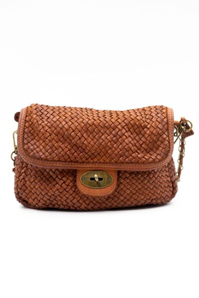 Torebka plecionka z łańcuszkiem – Camelowy, Mały