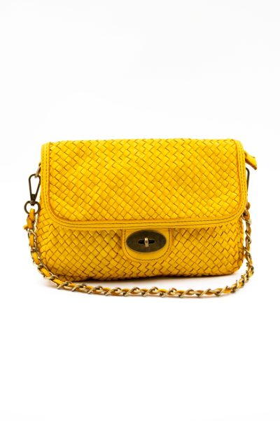 Torebka plecionka z łańcuszkiem – Musztarda, Mały
