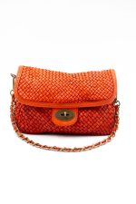 Torebka plecionka z łańcuszkiem – Pomarańczowy, Mały