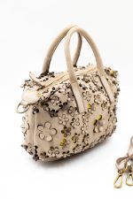 Torebka wycinane kwiatuszki – Beż, Średni