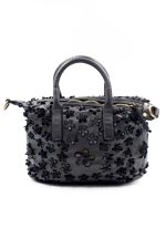Torebka wycinane kwiatuszki – Czarny, Średni