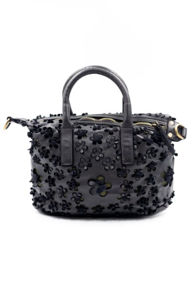 Torebka wycinane kwiatuszki – Czarny, Średni