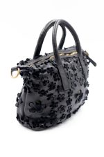 Torebka wycinane kwiatuszki – Czarny, Średni