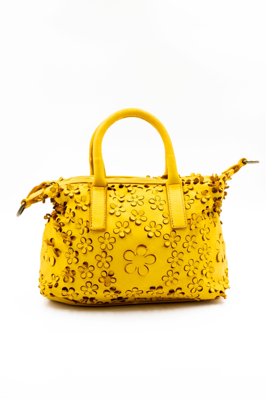 Torebka wycinane kwiatuszki – Musztarda, Średni