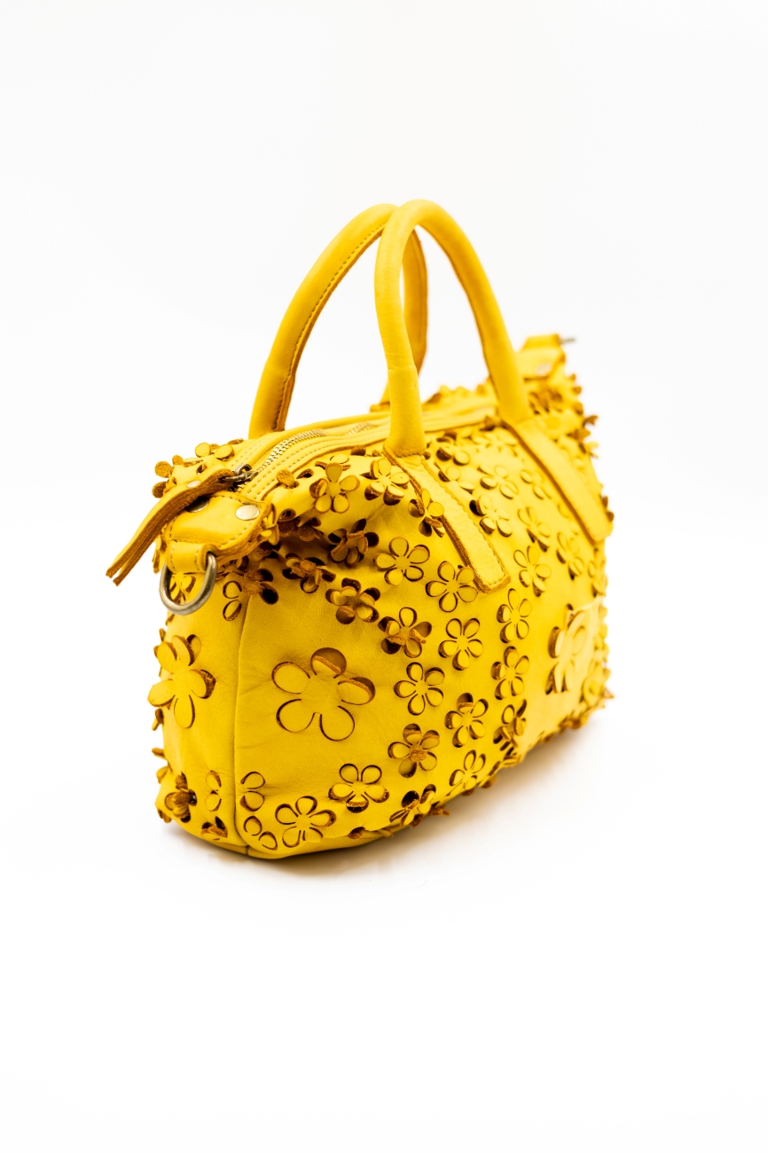 Torebka wycinane kwiatuszki – Musztarda, Średni