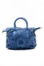 Torebka wycinane kwiatuszki – Niebieski, Średni