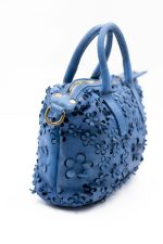 Torebka wycinane kwiatuszki – Niebieski, Średni