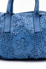 Torebka wycinane kwiatuszki – Niebieski, Średni