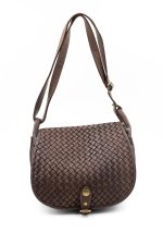 Torebka z pleciona klapką – Czekolada, Średni