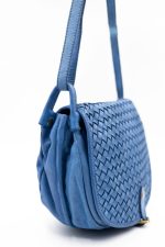 Torebka z pleciona klapką – Niebieski, Średni