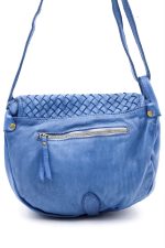 Torebka z pleciona klapką – Niebieski, Średni