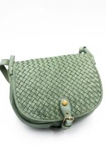 Torebka z pleciona klapką – Oliwka, Średni