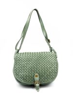 Torebka z pleciona klapką – Oliwka, Średni