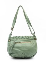 Torebka z pleciona klapką – Oliwka, Średni