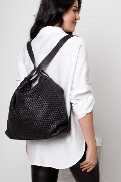 Torebkoplecak plecionka – Czarny, Duży