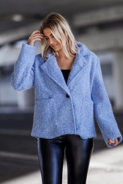 Żakiet ala wełna 1 guzik – Niebieski, UNI