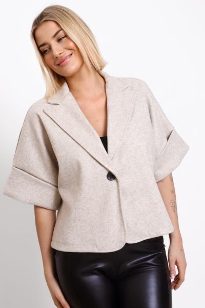 Żakiet krótki rękaw ciepły – Beż, UNI