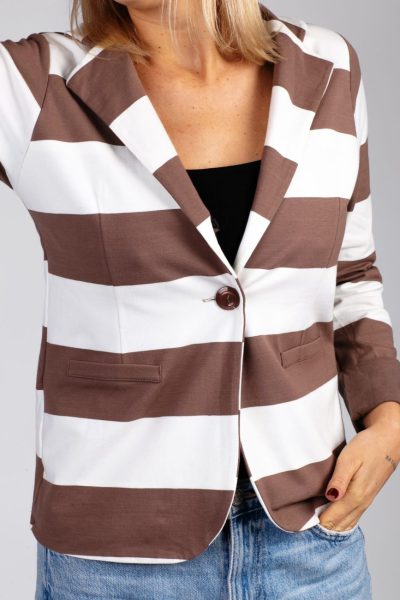 Żakiet szerokie pasy – 2, Beżowy