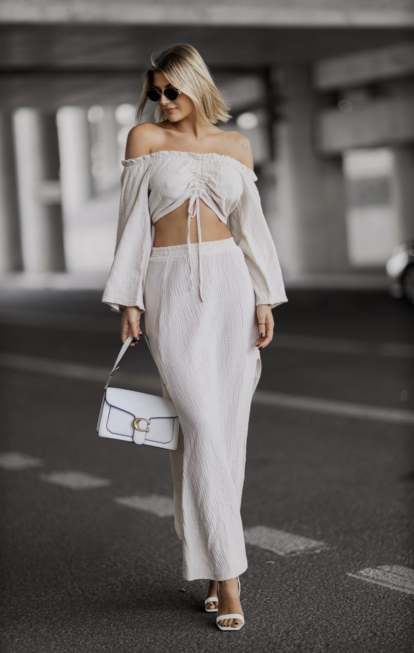 Komplet muślin top ściągany