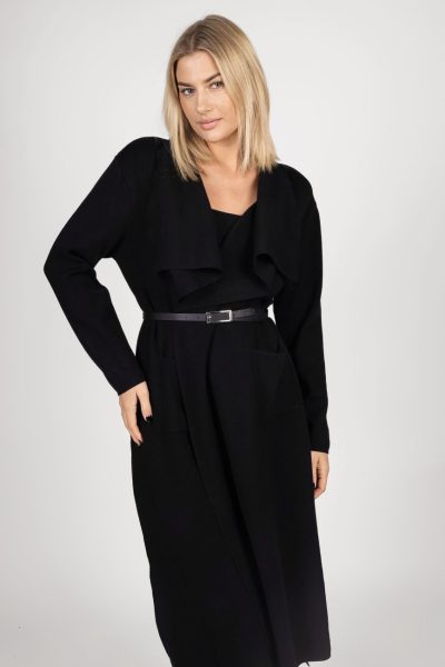 Narzutka długa z paskiem – L/XL, Czarny