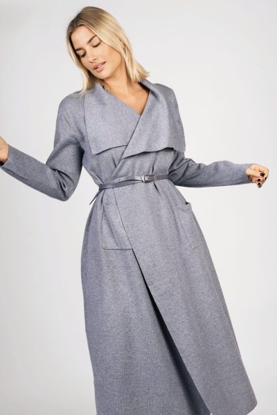 Narzutka długa z paskiem – L/XL, Szary