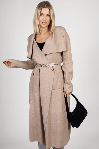 Narzutka długa z paskiem – S/M, Camelowy