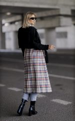 Płaszcz długi trencz krata