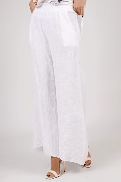 Spodnie muślin karbowane