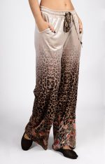 Spodnie welur dół panterka kwiatki