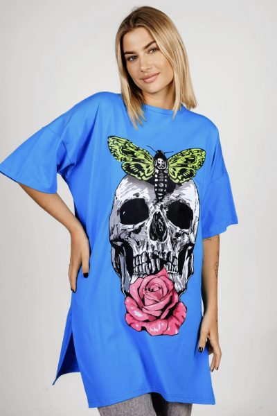 Tunika czaszka motyl – UNI, Niebieski