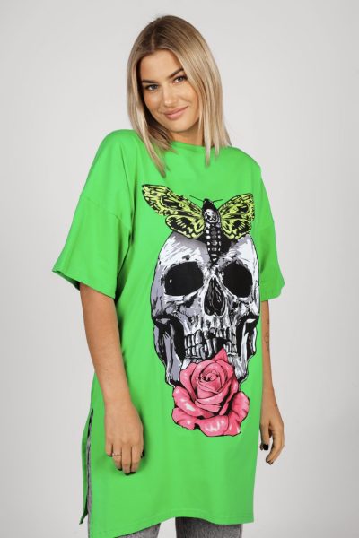 Tunika czaszka motyl – UNI, Zielony