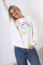 Bluza emotka Smile – Biały, UNI