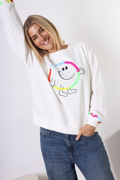 Bluza emotka Smile – Biały, UNI