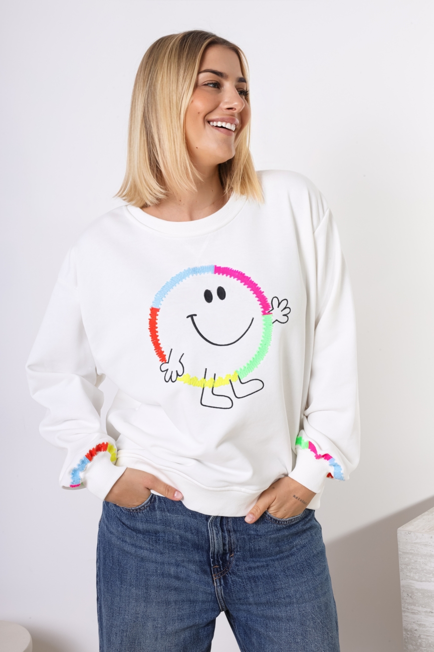 Bluza emotka Smile – Biały, UNI